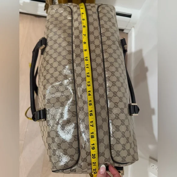 Gucci Crystal Monogram Large Carry On Duffle Weekender Bag Dark Brown - Picture 13 of 15